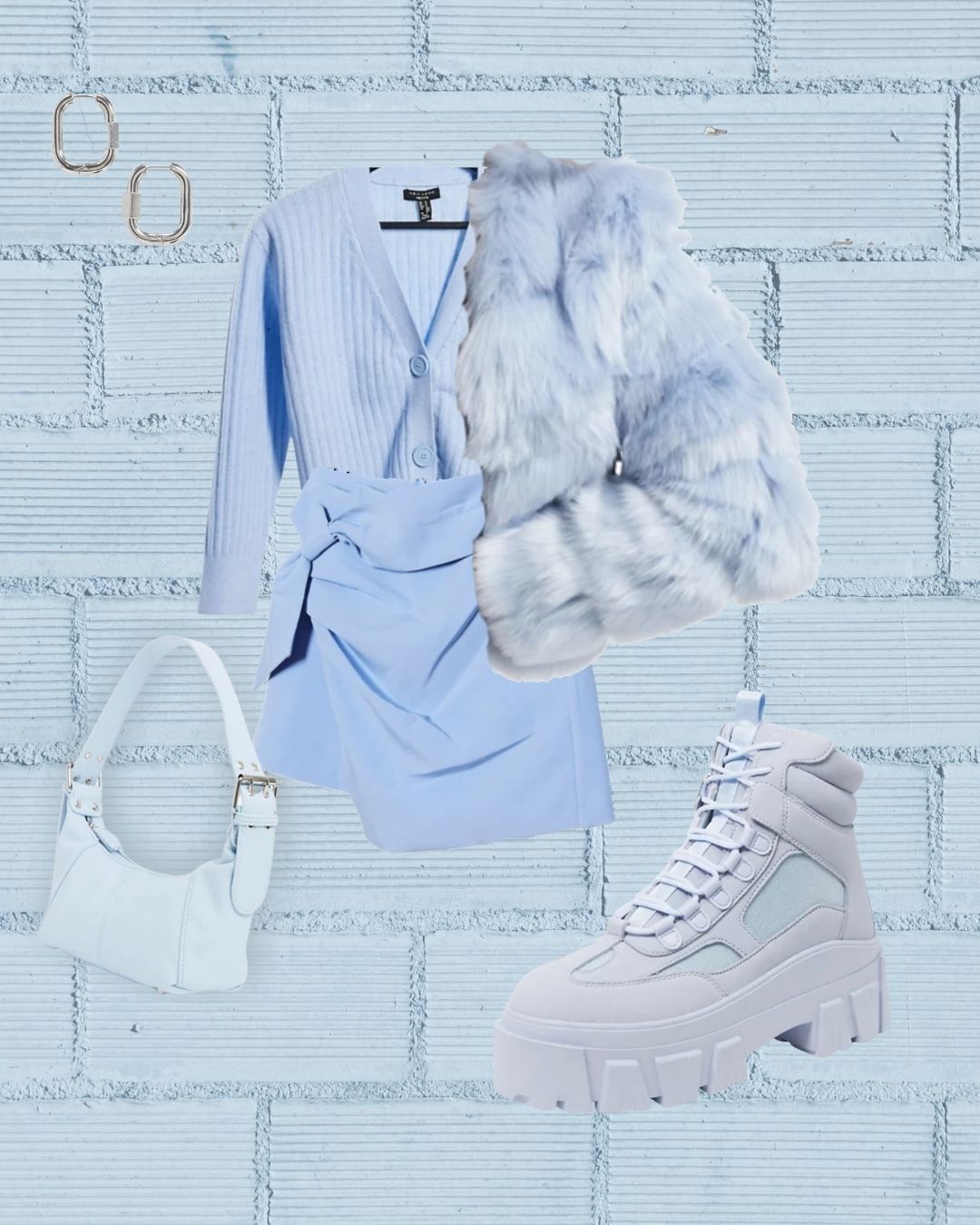 blue fur coat outfit for winter