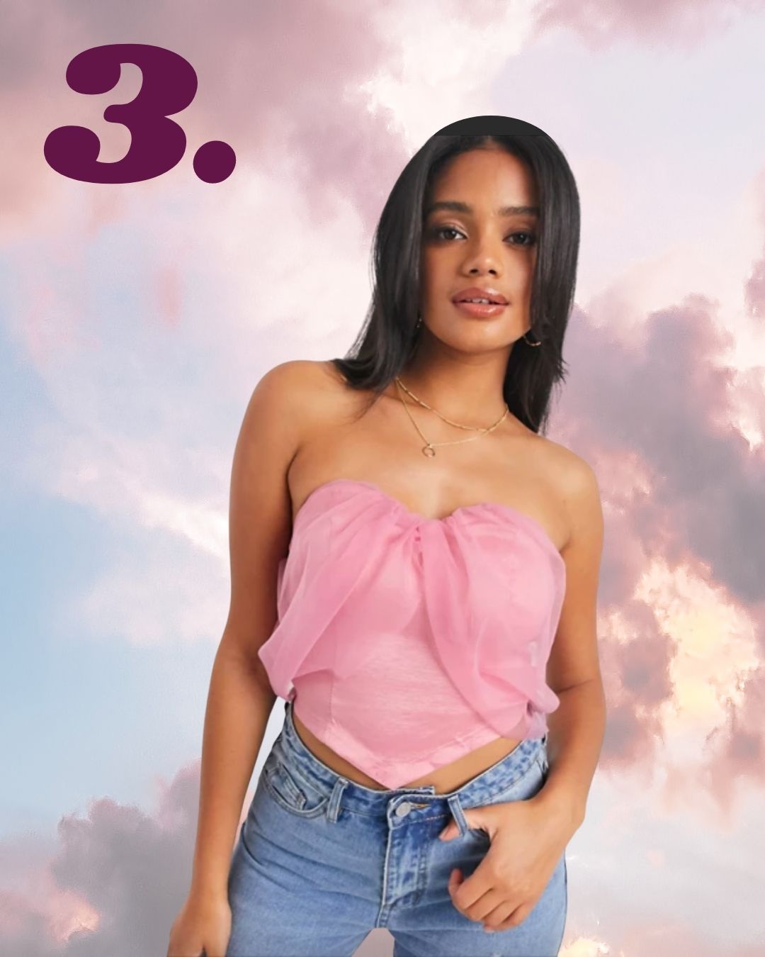 Pink strapless corset top